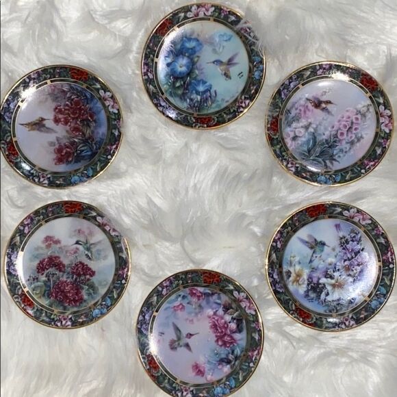 The Bradford Exchange Lena Liu hummingbird Mini Floral Numbered & Signed Plates - Picture 2 of 16